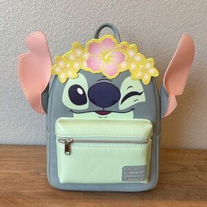 Loungefly Disney Stitch Kids Backpack - Gray, Pink, and Yellow